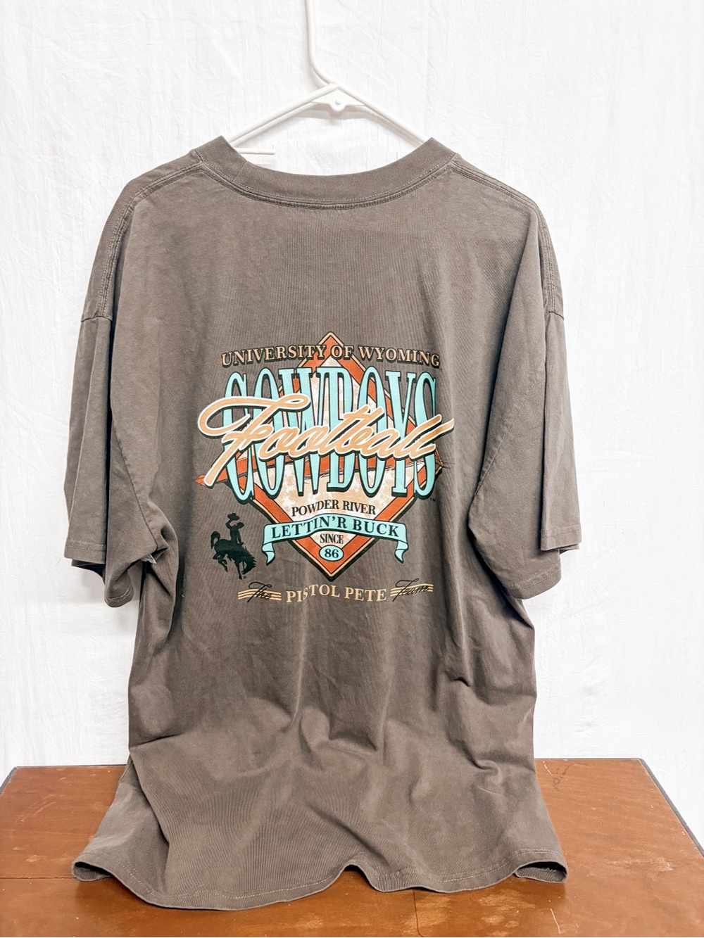 Mural Brown University of Wyoming Cowboys Football Graphic Tee